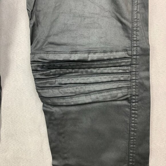 Robins Jean Men Pants 32x30 Black Studded Jeans Slim Fake Leather Motard Biker - Picture 6 of 16